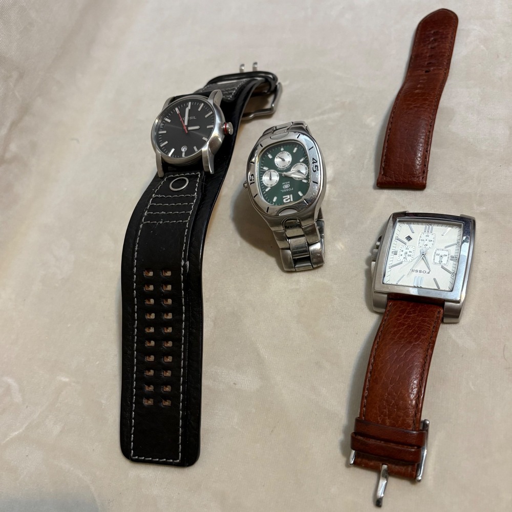 Vintage Fossil watch lot three watches all untested preowned